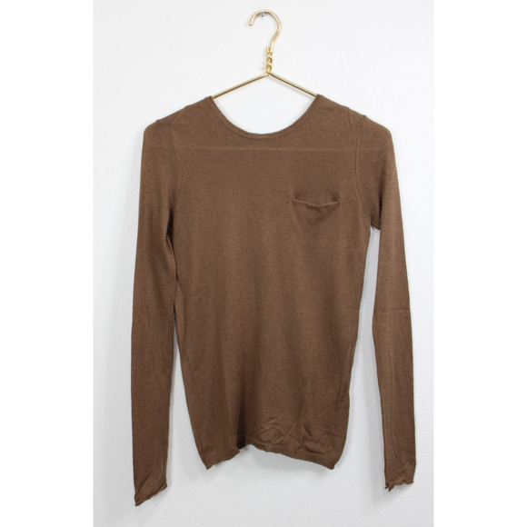 Maje Women's Sweater Cashmere & Silk Long Sleeve Snap Back Brown Size S T2 - Picture 6 of 9